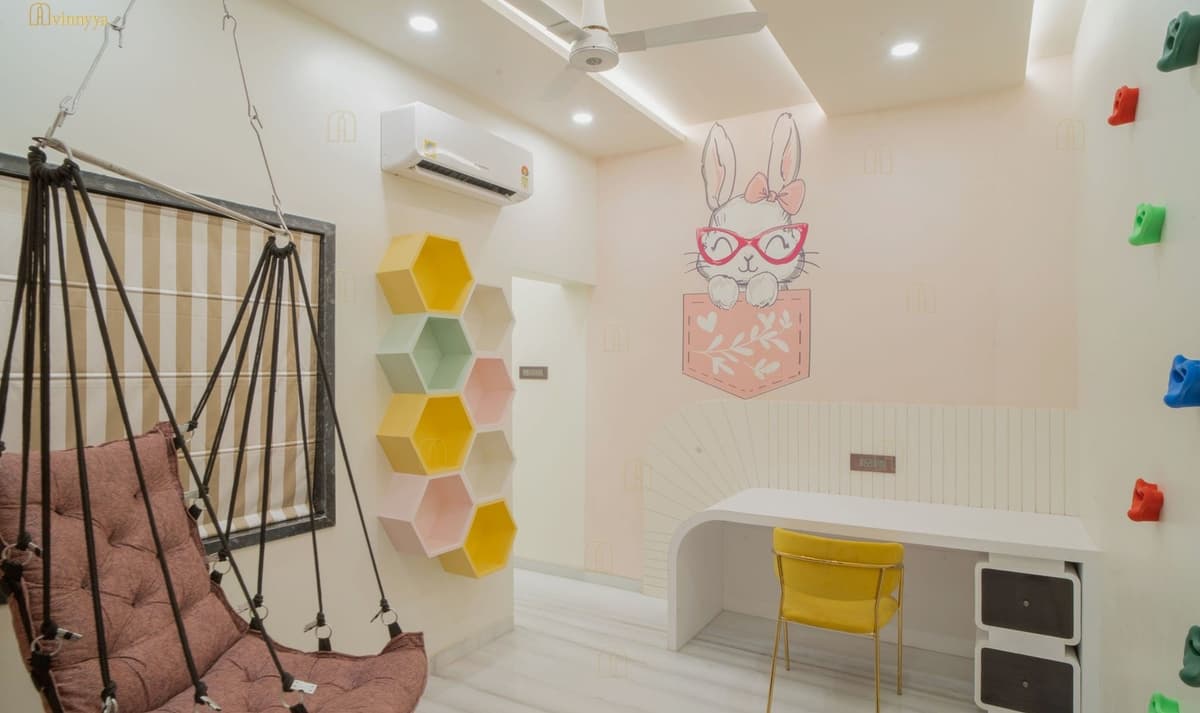 Kids' room with a swing, shelves and study desk — Aurelia, Varanasi