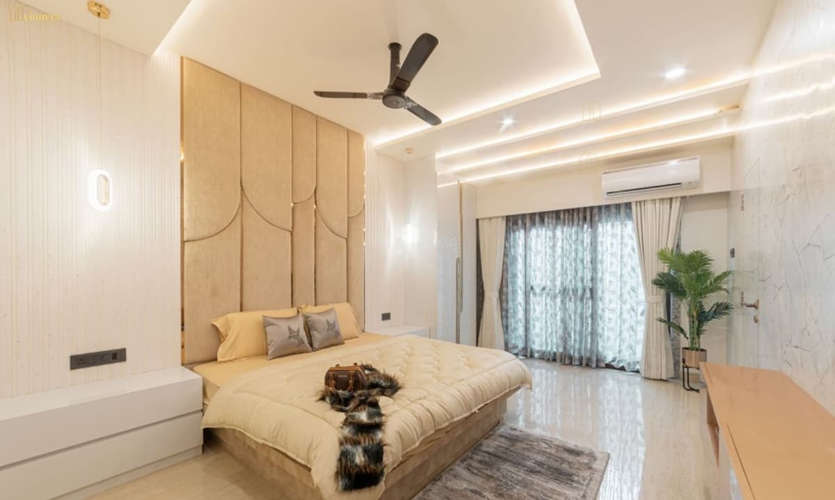 Master bedroom with perimeter cove lighting — Orabella, Varanasi